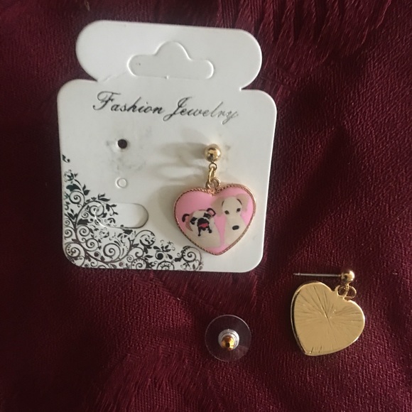 New Pink Heart Bulldog Terrier Dog Earrings - Picture 4 of 7